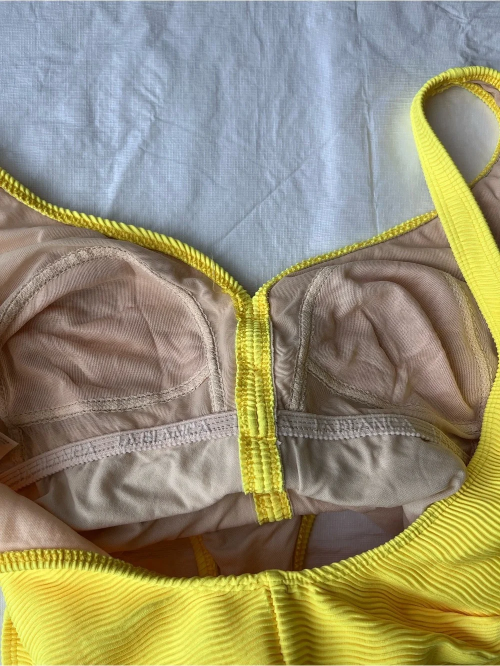 Vintage La Blanca Yellow Ribbed One Piece Swimsuit
